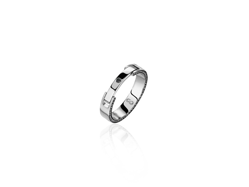 Men's wedding ring with a secret, 18-carat white gold with diamonds