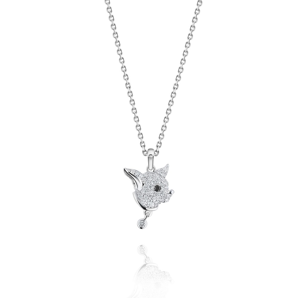Children's necklace, 18-carat white gold with diamonds