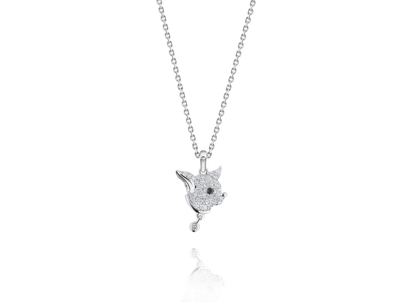 Children's necklace, 18-carat white gold with diamonds