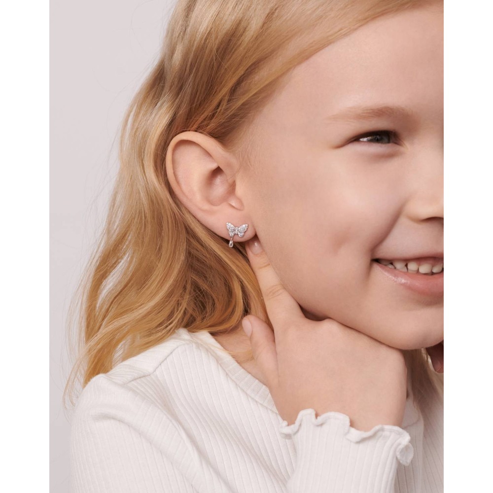 Children's earrings, 18-carat white gold with diamonds