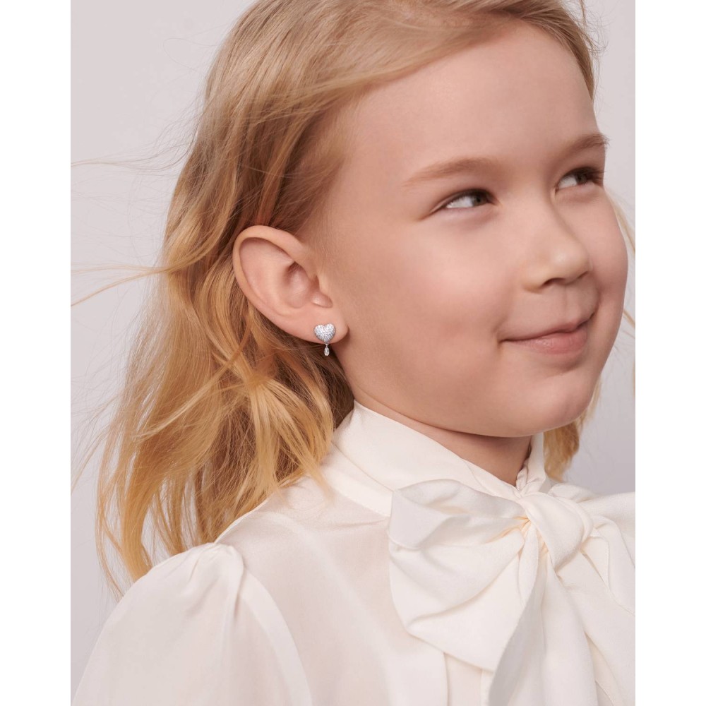 Children's earrings, 18-carat white gold with diamonds