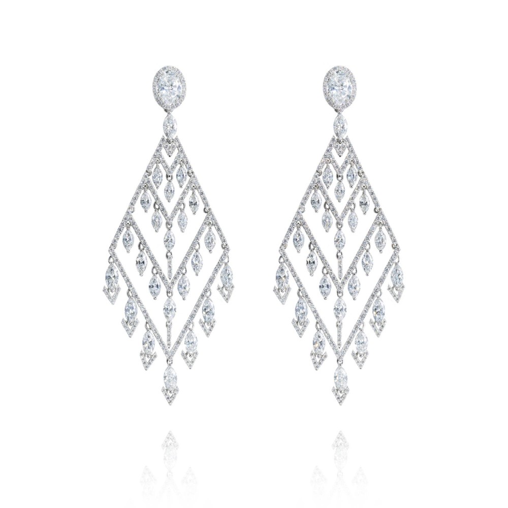 Earrings, 18-carat white gold with diamonds