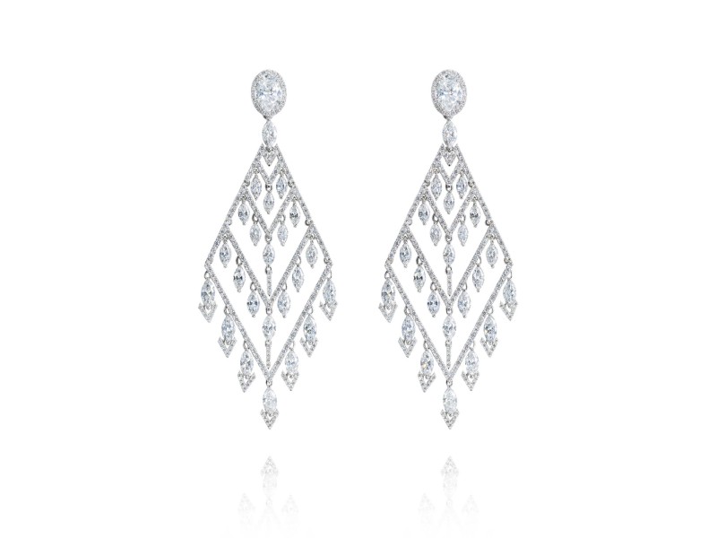 Earrings, 18-carat white gold with diamonds