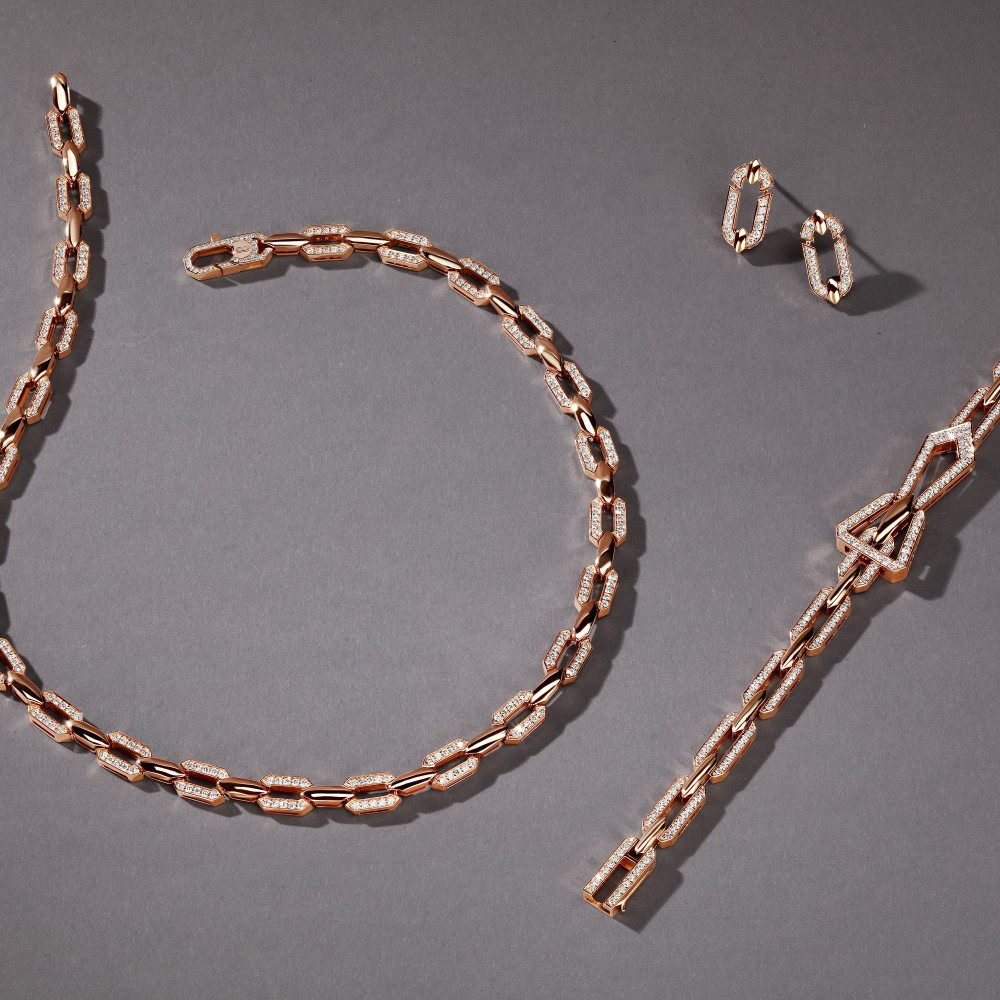 Earring 18-carat Pink gold with diamonds