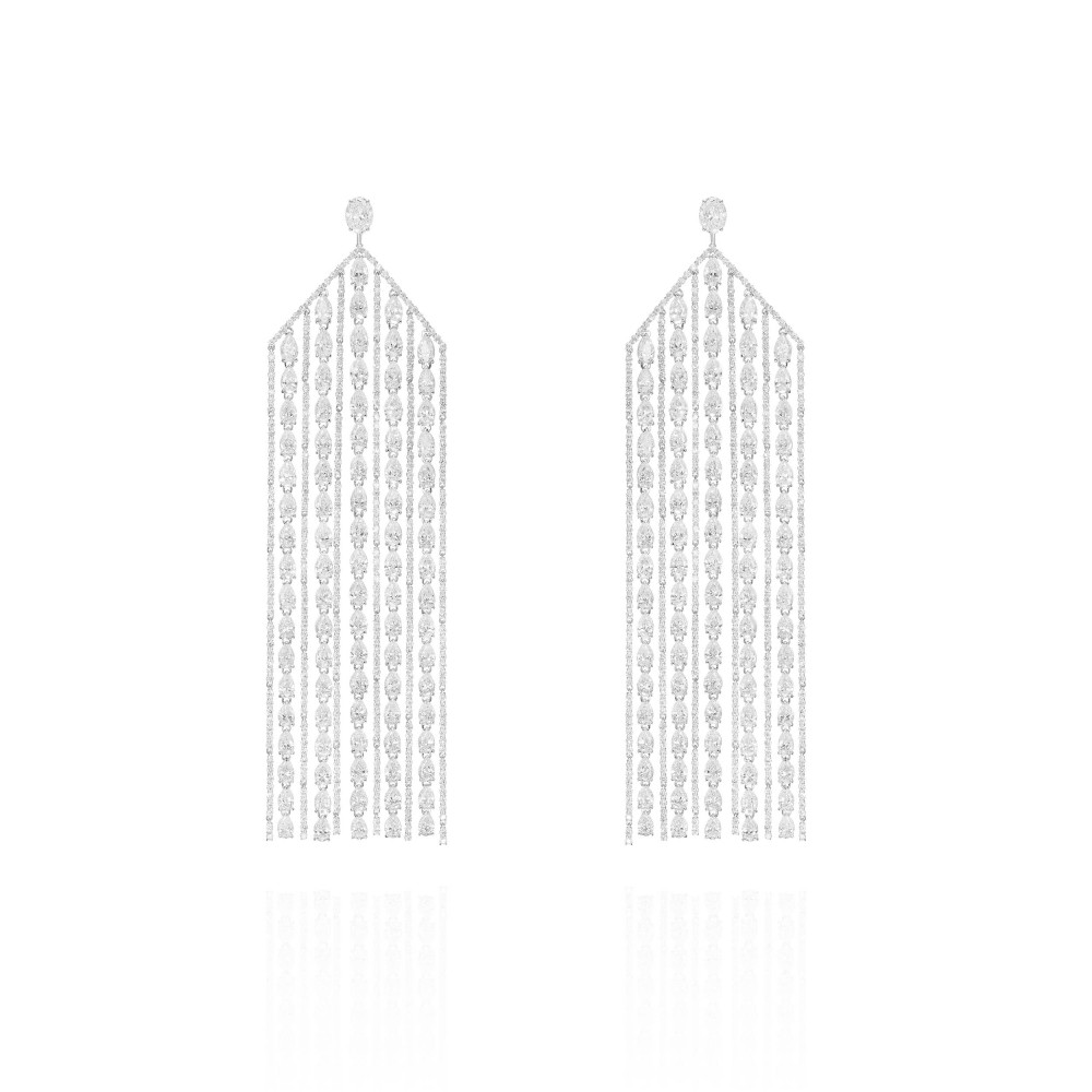 Earrings, 18-carat white gold with diamonds