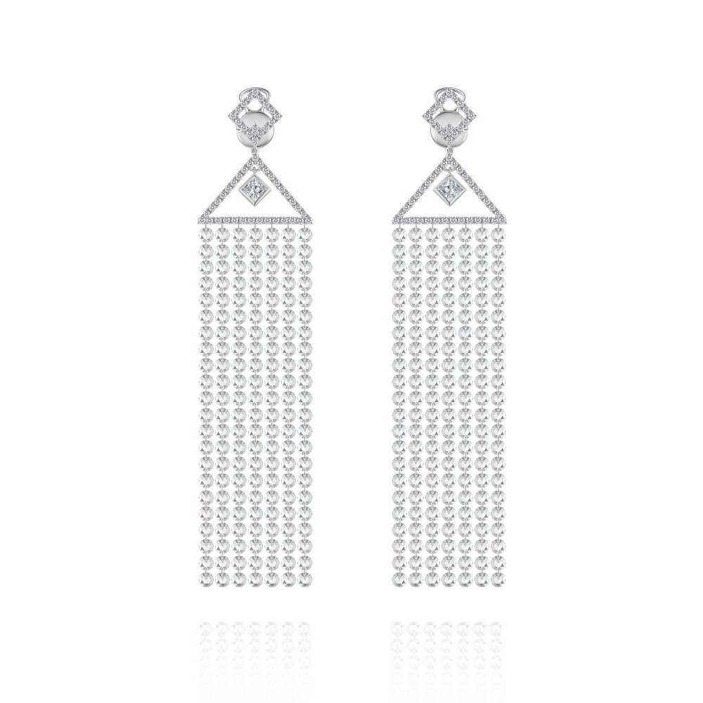 Earrings, 18-carat white gold with diamonds