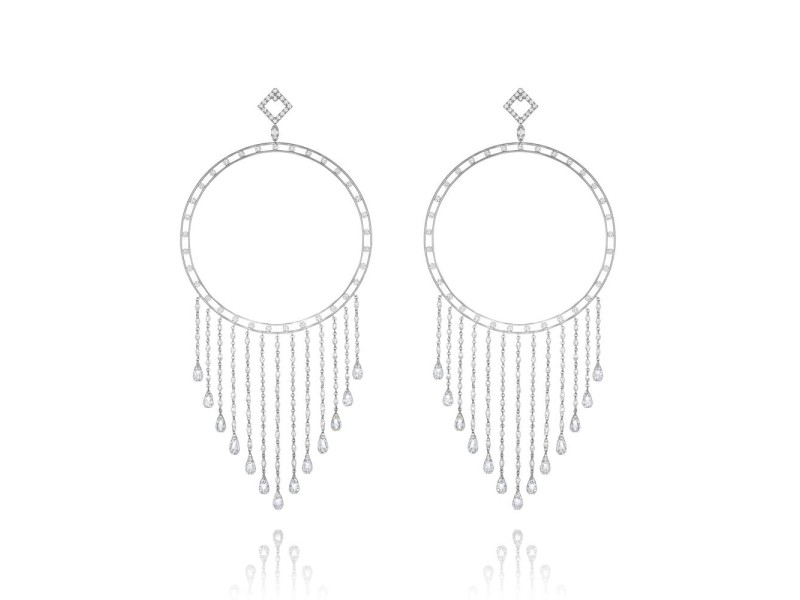 Earrings, 18-carat white gold with diamonds