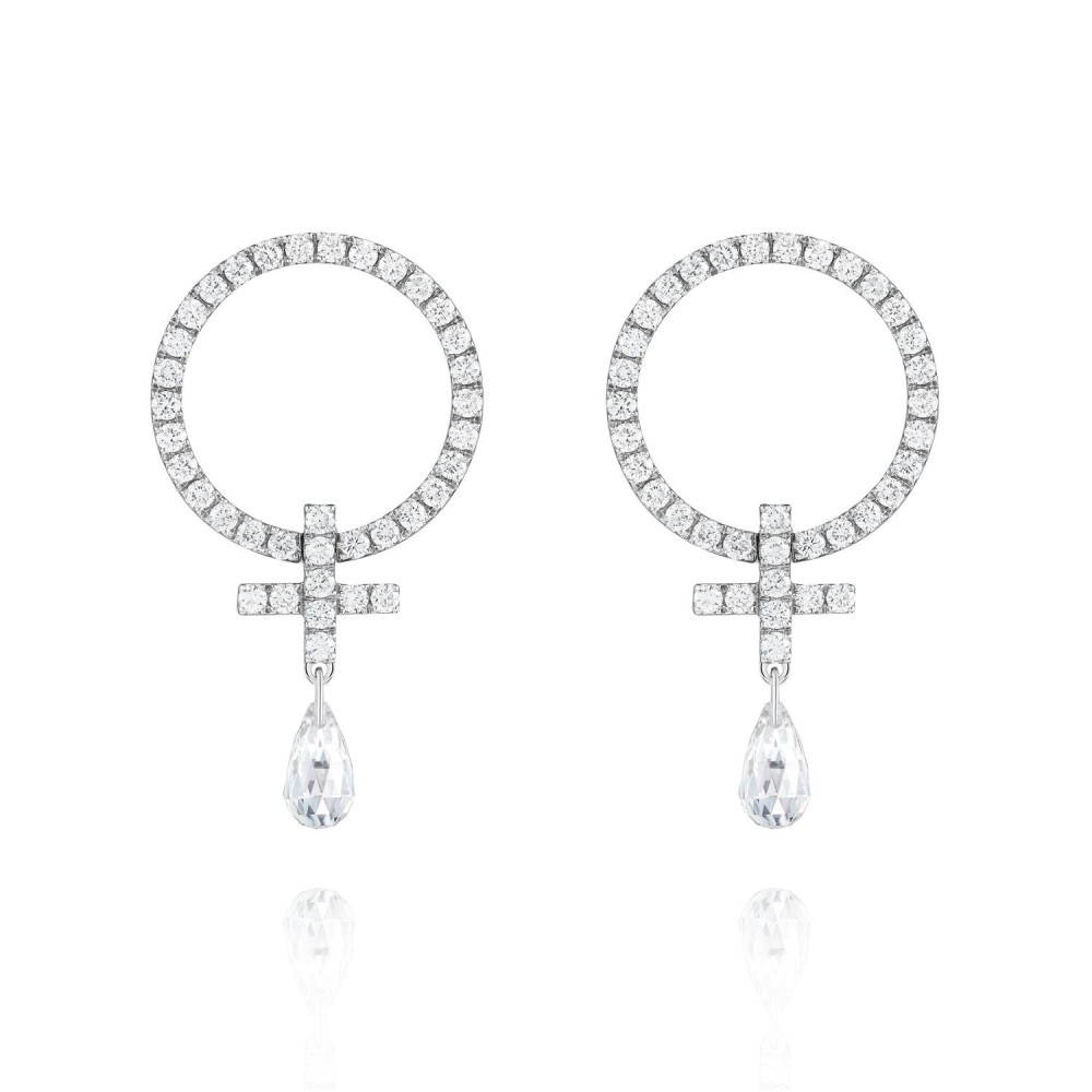 Earrings / Studs, 18-carat white gold with diamonds