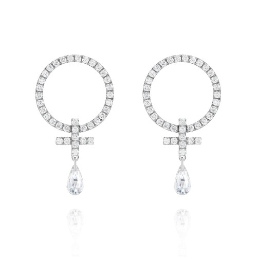 Earrings / Studs, 18-carat white gold with diamonds