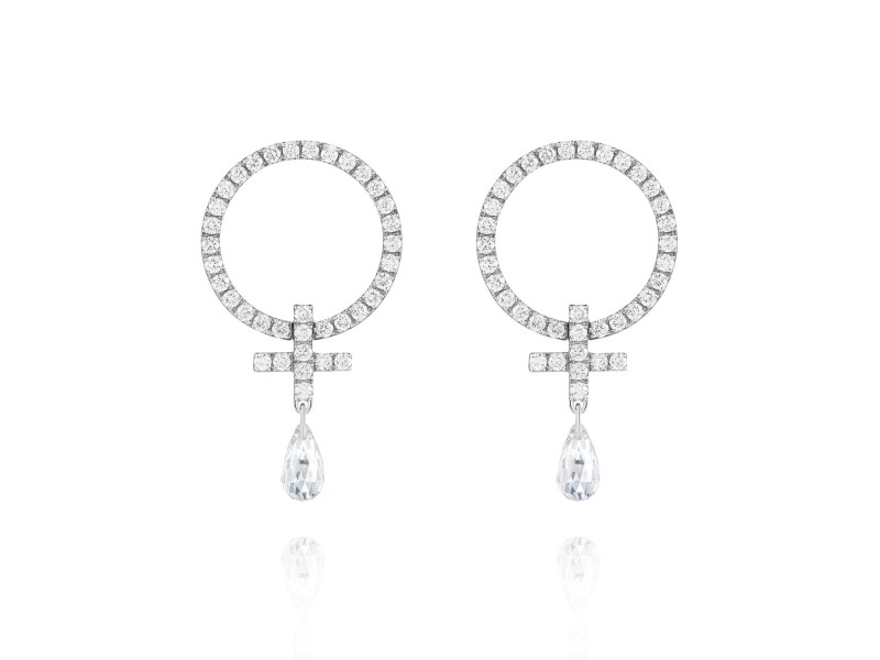 Earrings / Studs, 18-carat white gold with diamonds