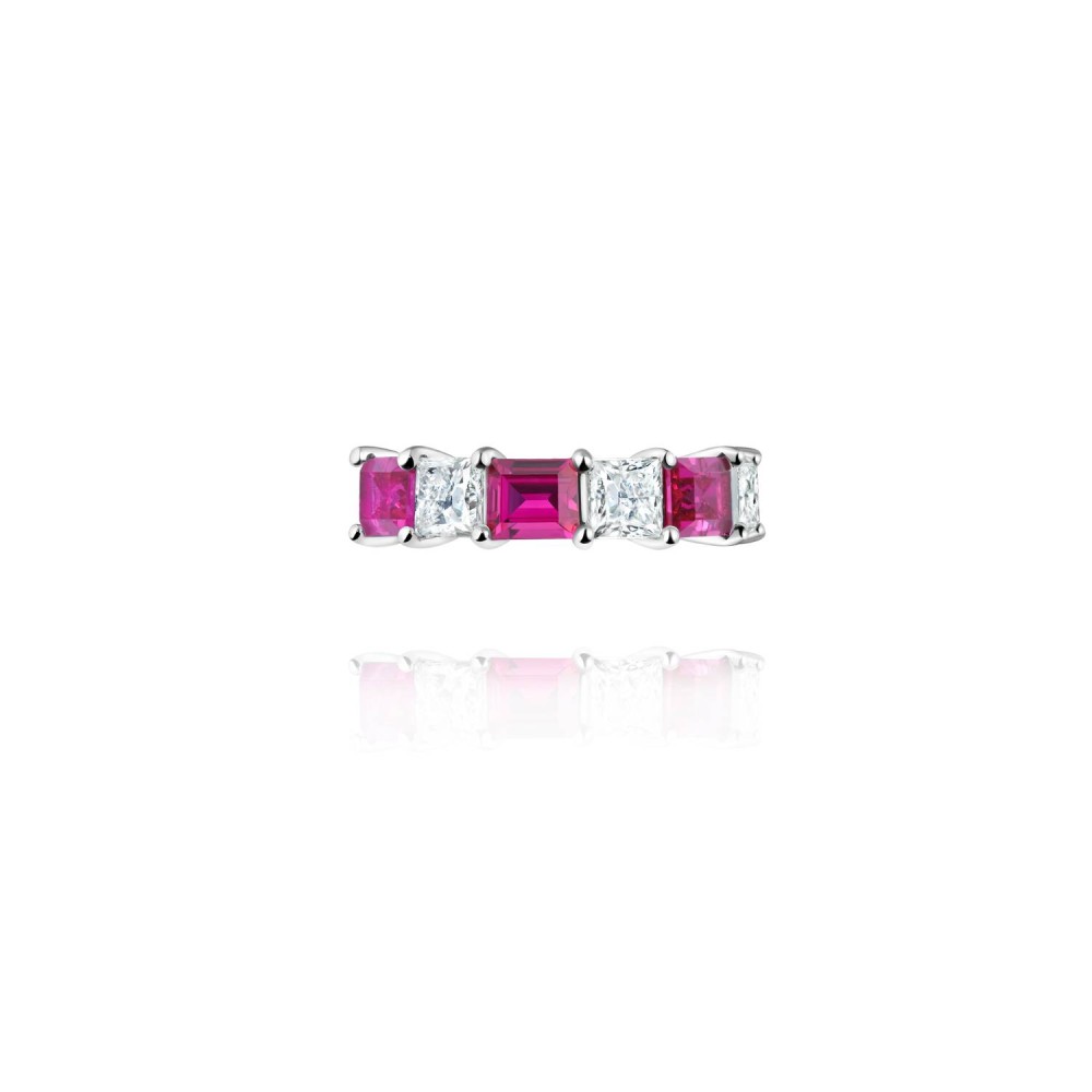 Kaff earring, 18-carat white gold with diamonds and rubies