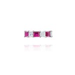 Kaff earring, 18-carat white gold with diamonds and rubies