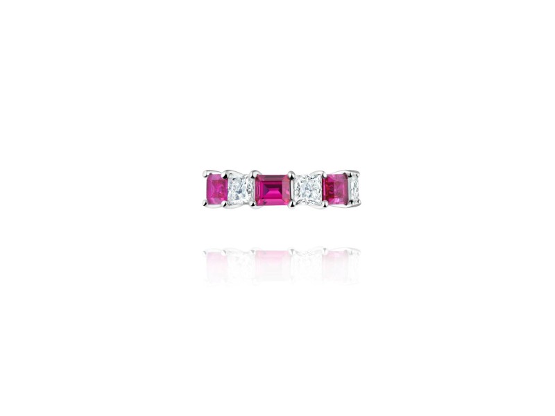 Kaff earring, 18-carat white gold with diamonds and rubies