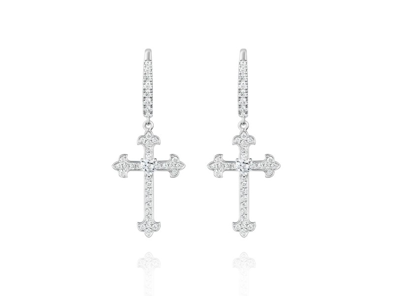 Earrings, 18-carat white gold with diamonds