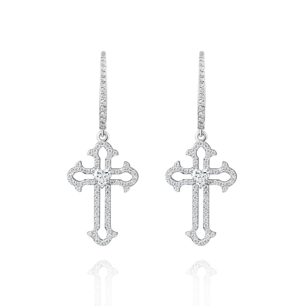Earrings, 18-carat white gold with diamonds