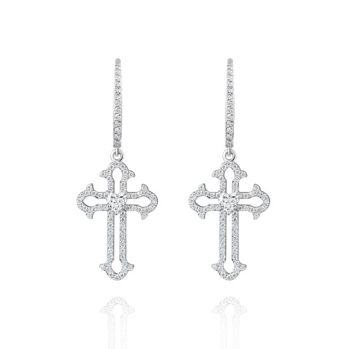 Earrings, 18-carat white gold with diamonds