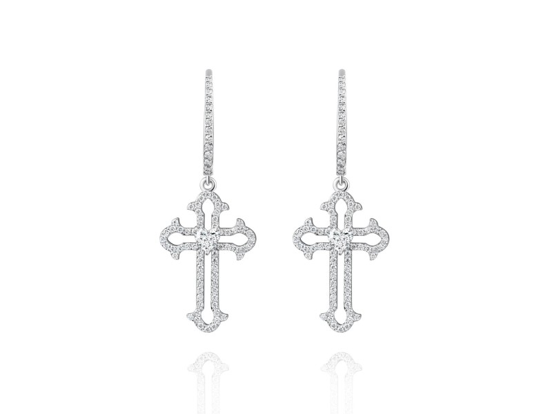 Earrings, 18-carat white gold with diamonds