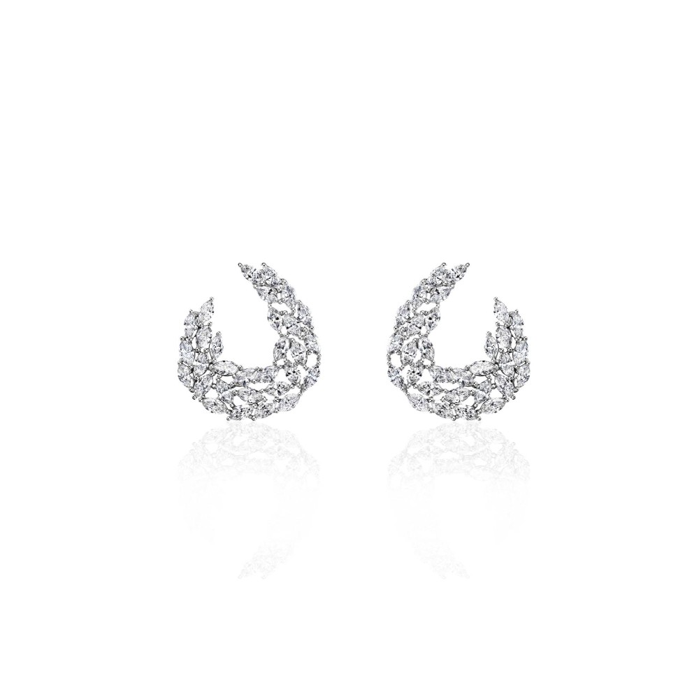 Earring 18-carat White gold with diamonds