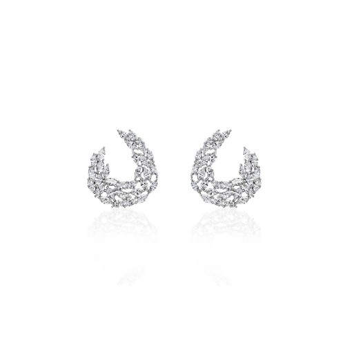 Earring 18-carat White gold with diamonds
