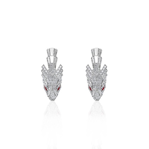 Earring 18-carat White gold with diamonds and ruby Earring 18-carat White gold with diamonds and ruby
