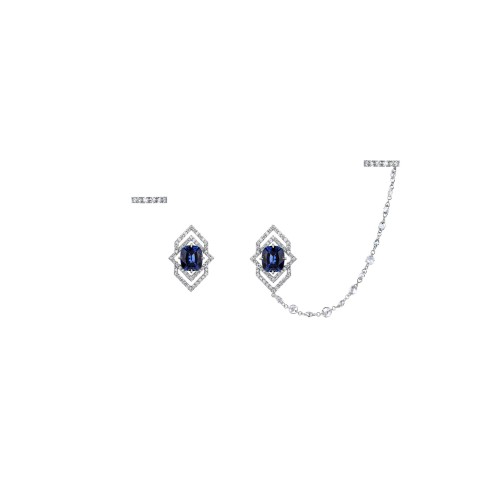 Earring 18-carat White gold with diamonds and sapphire Earring 18-carat White gold with diamonds and sapphire