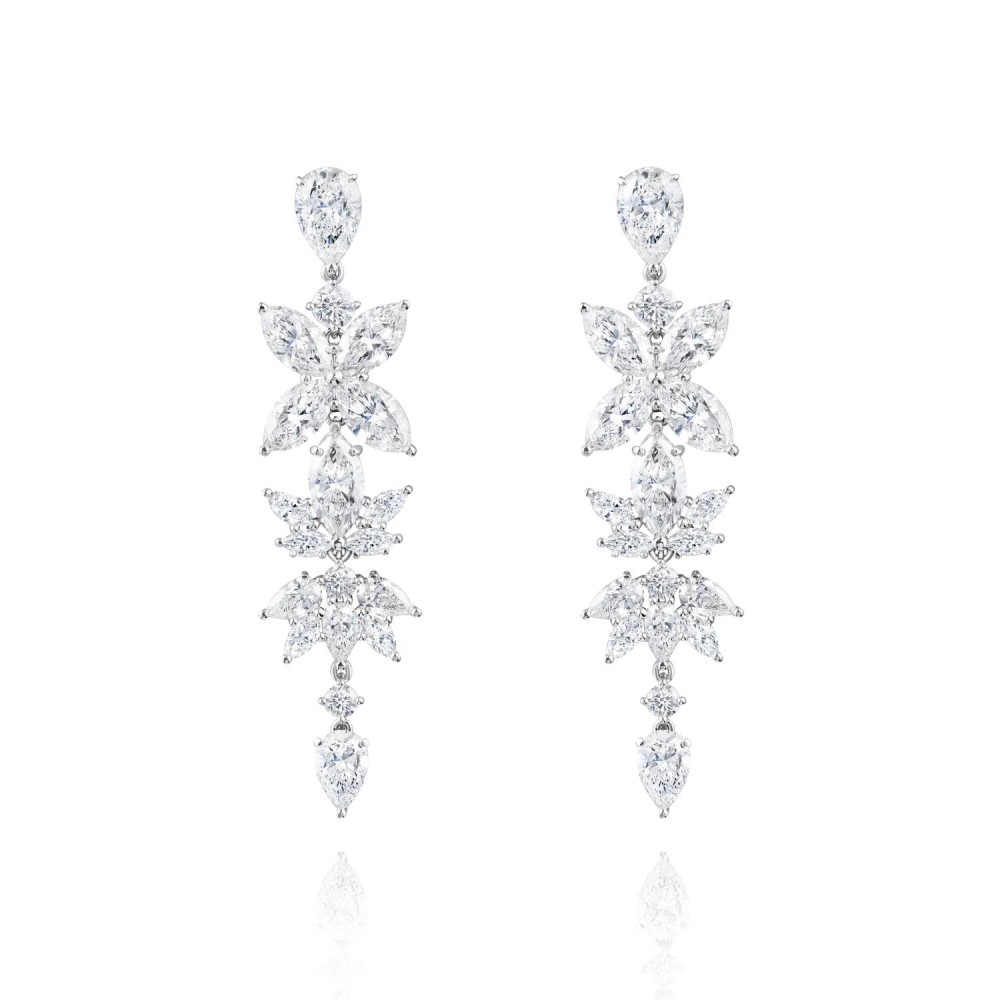 Earrings, 18-carat white gold with diamonds