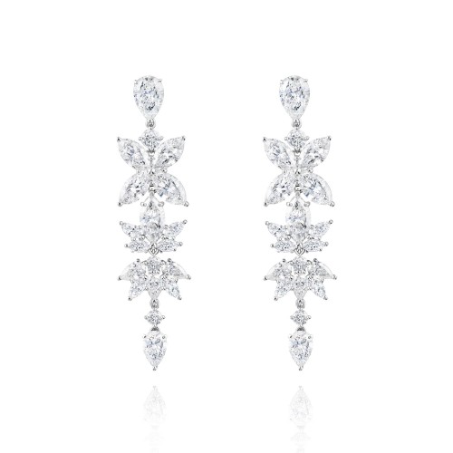 Earrings, 18-carat white gold with diamonds