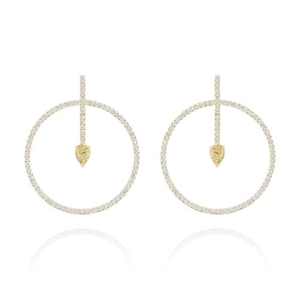 Earrings, 18k yellow gold with diamonds and yellow diamonds