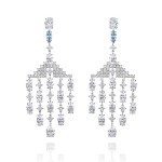 Earrings, 18-carat white gold with diamonds