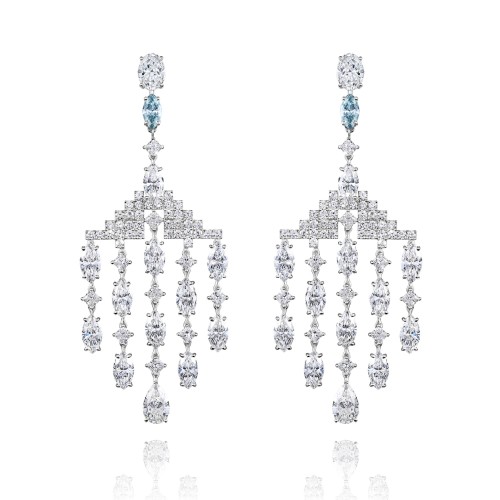 Earrings, 18-carat white gold with diamonds