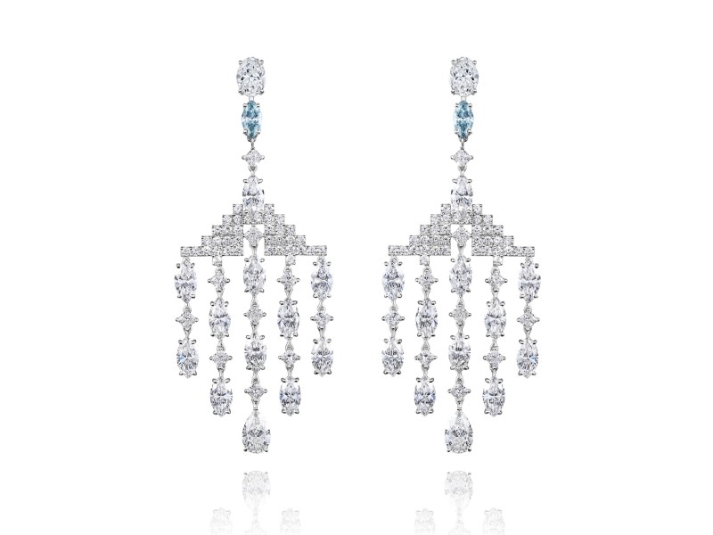 Earrings, 18-carat white gold with diamonds