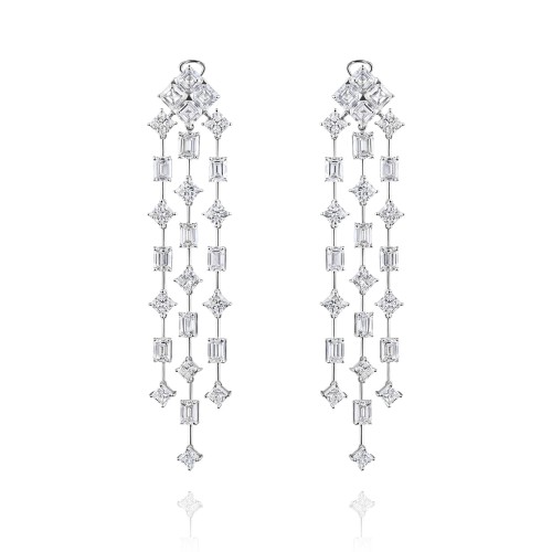 Earrings, 18-carat white gold with diamonds