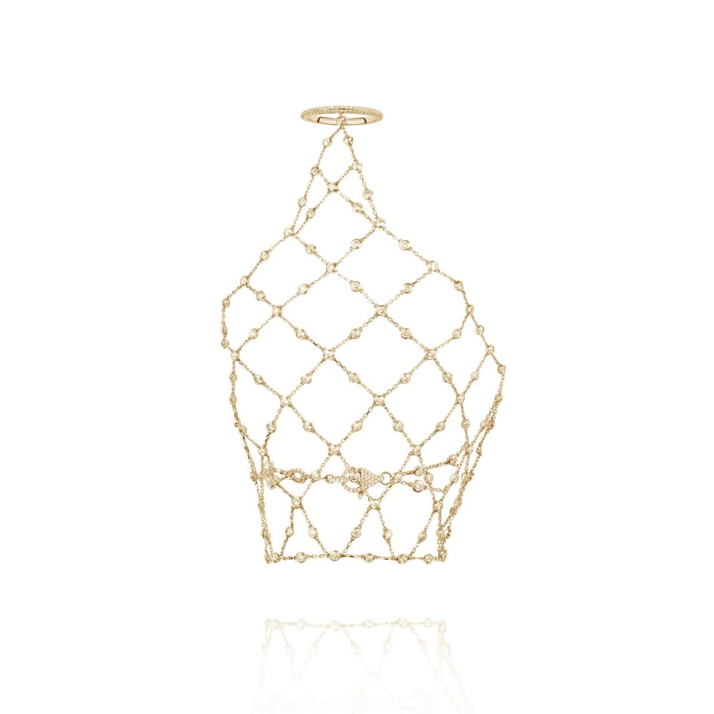 Diamond glove, 18k yellow gold with diamonds