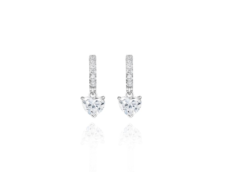 Children's earrings, 18-carat white gold with diamonds