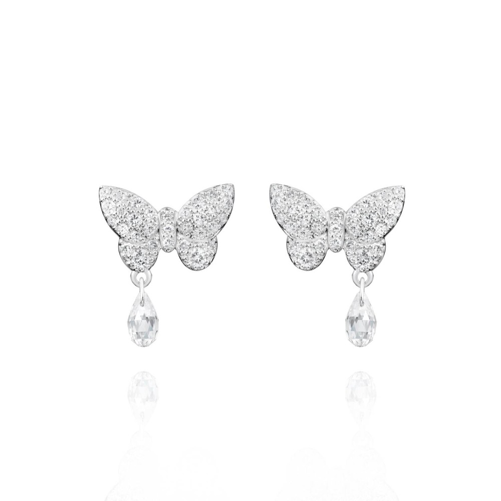 Children's earrings, 18-carat white gold with diamonds