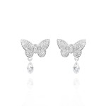 Children's earrings, 18-carat white gold with diamonds