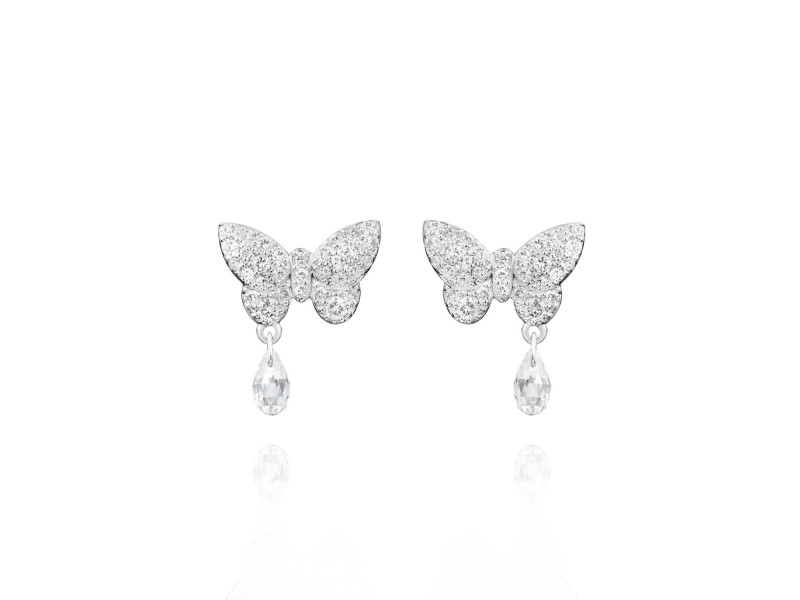 Children's earrings, 18-carat white gold with diamonds