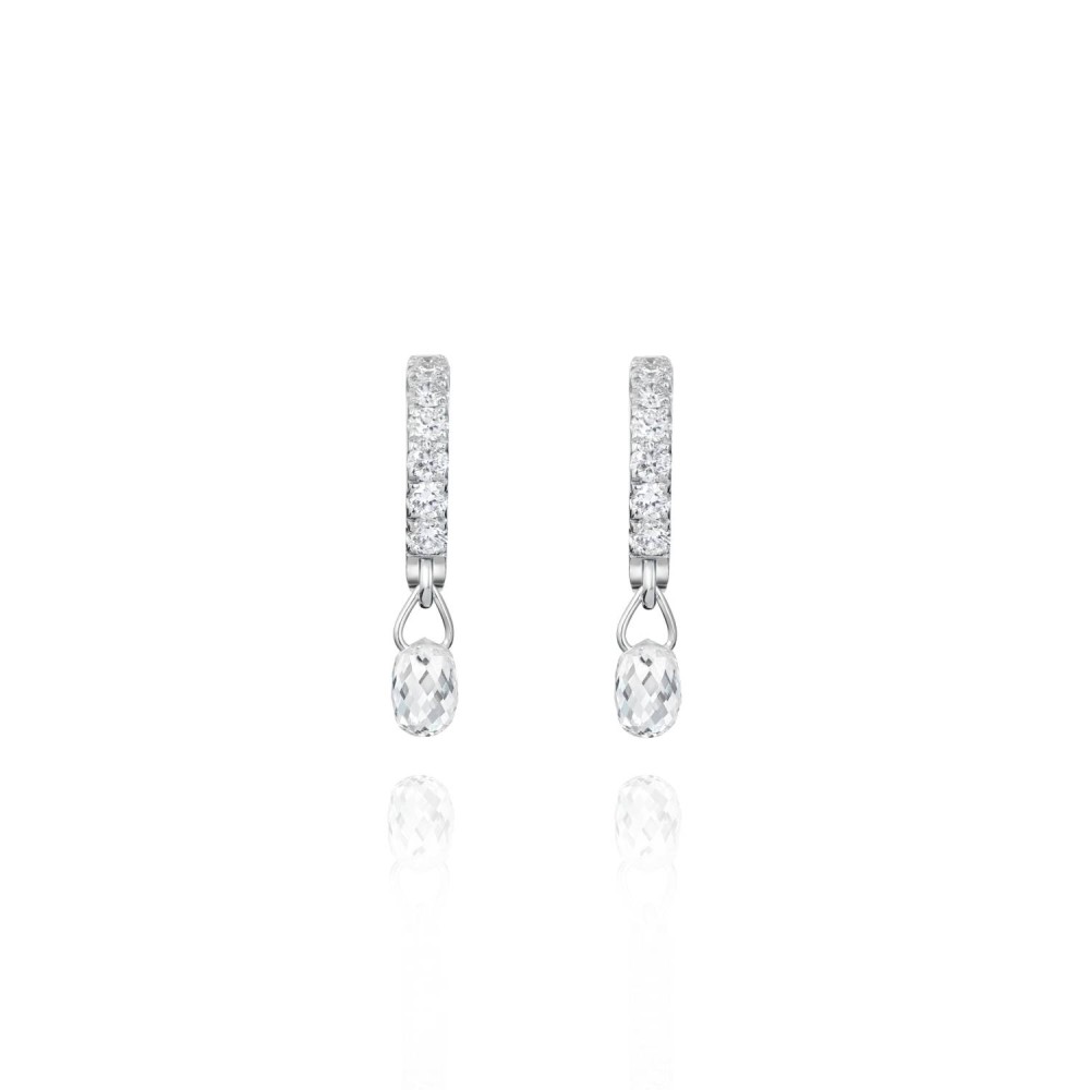 Children's earrings, 18-carat white gold with diamonds