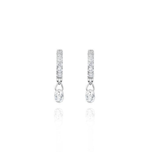 Children's earrings, 18-carat white gold with diamonds