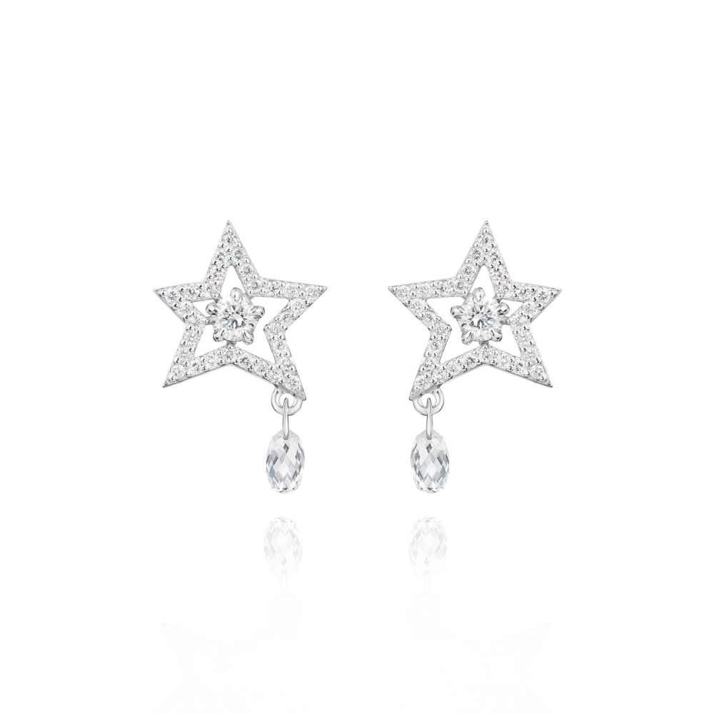 Children's earrings, 18-carat white gold with diamonds