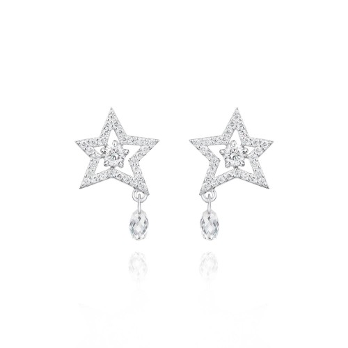 Children's earrings, 18-carat white gold with diamonds