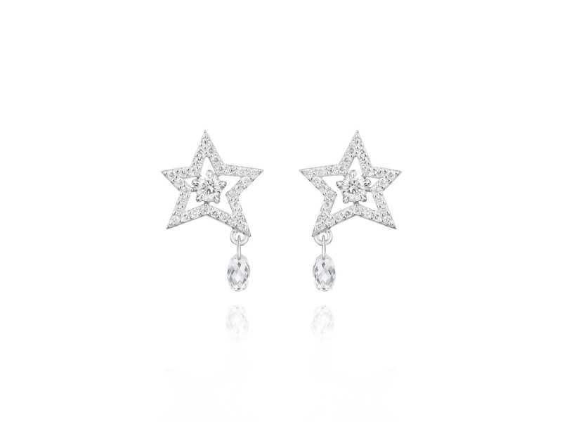Children's earrings, 18-carat white gold with diamonds