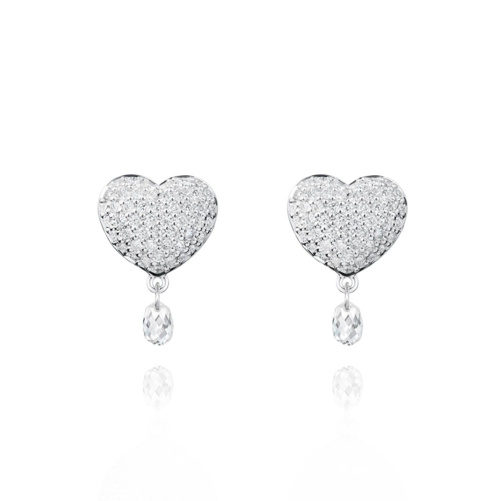 Children's earrings, 18-carat white gold with diamonds