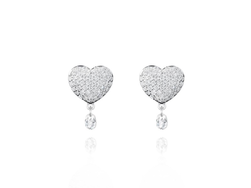 Children's earrings, 18-carat white gold with diamonds
