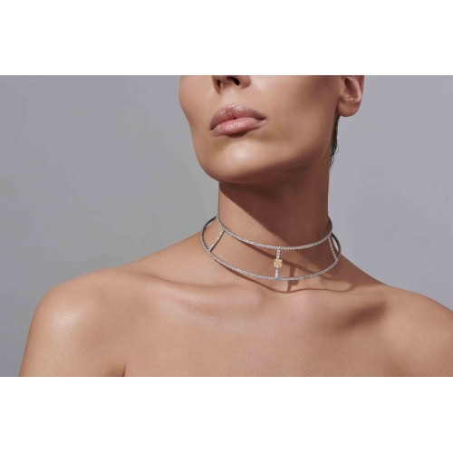 Choker, 18-carat white gold with diamonds and yellow diamonds Choker, 18-carat white gold with diamonds and yellow diamonds