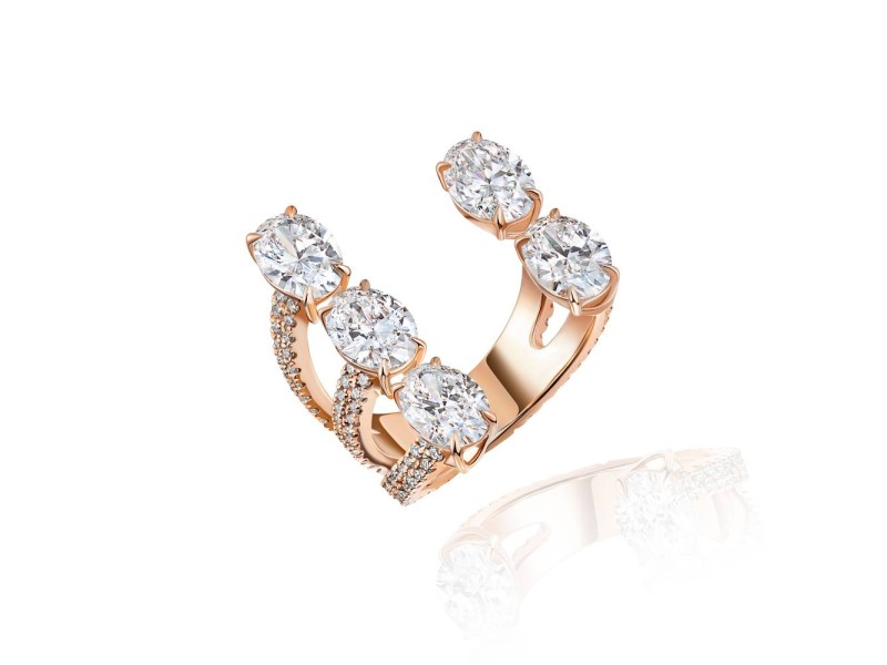 Ring, 18-carat rose gold with diamonds