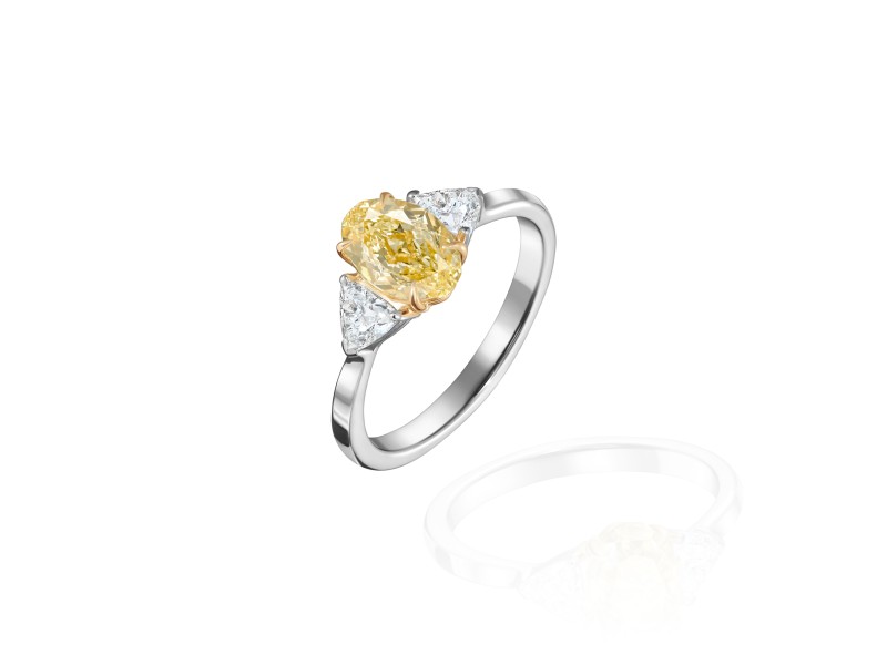 Ring, 18-carat white gold with diamonds and yellow diamonds