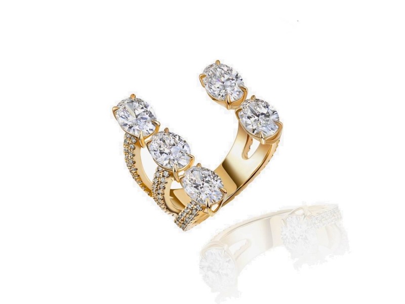 Ring, 18-carat yellow gold with diamonds