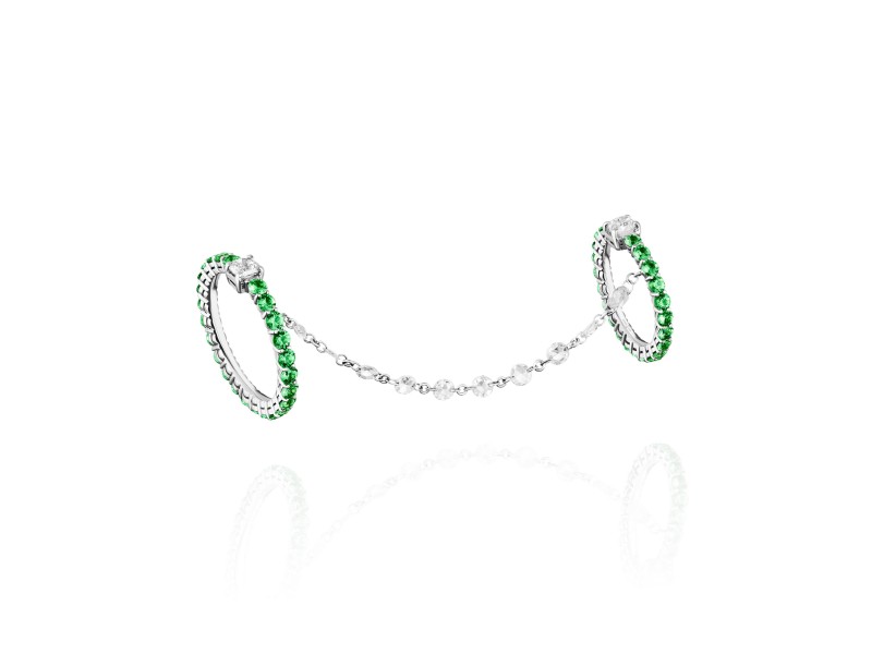 Double ring, 18-carat white gold with diamonds