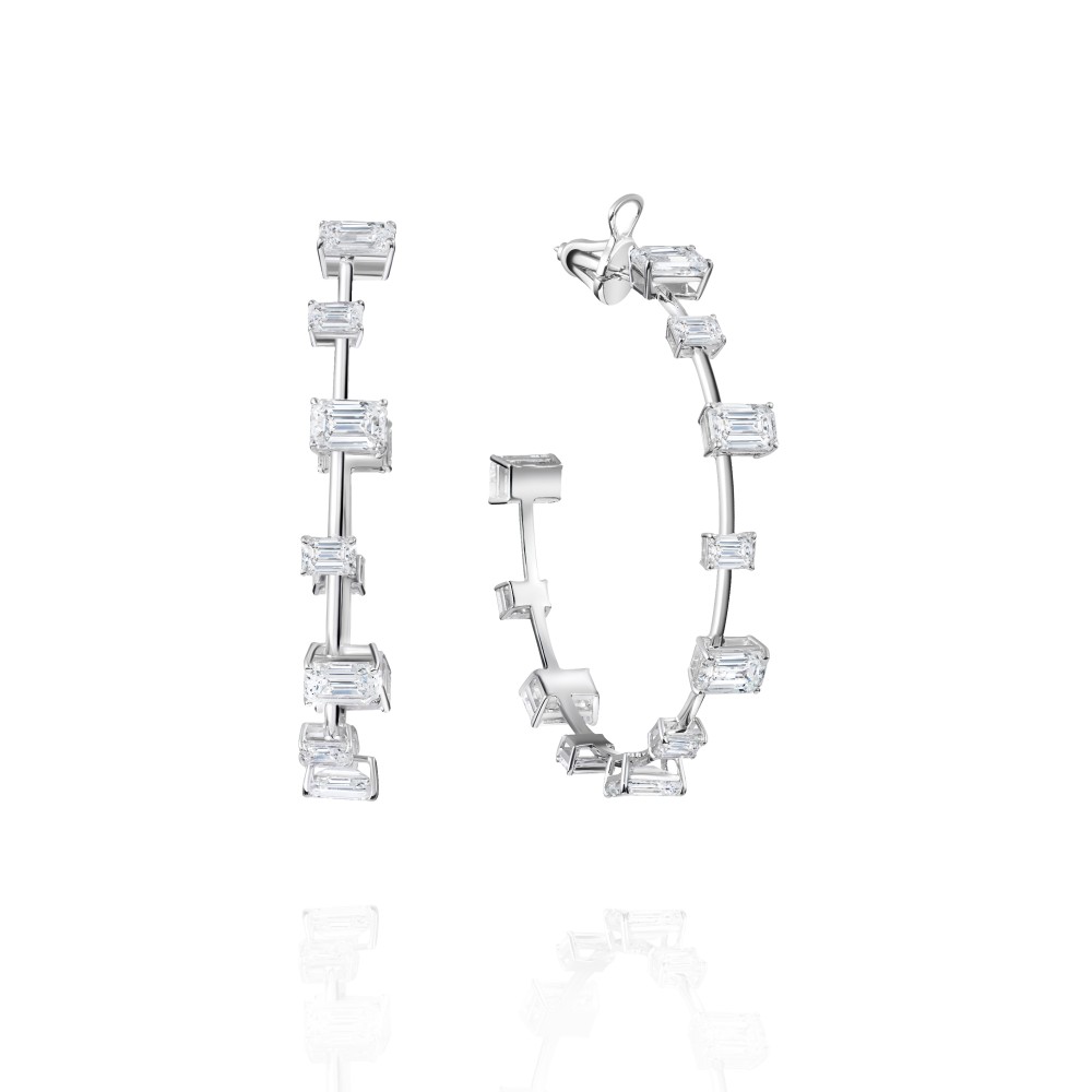 Earrings, 18-carat white gold with diamonds
